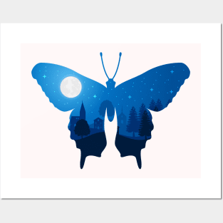 Full moon in butterfly Posters and Art